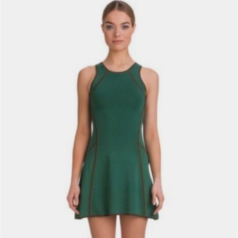 alc vika micro knit dress piped green new with tags